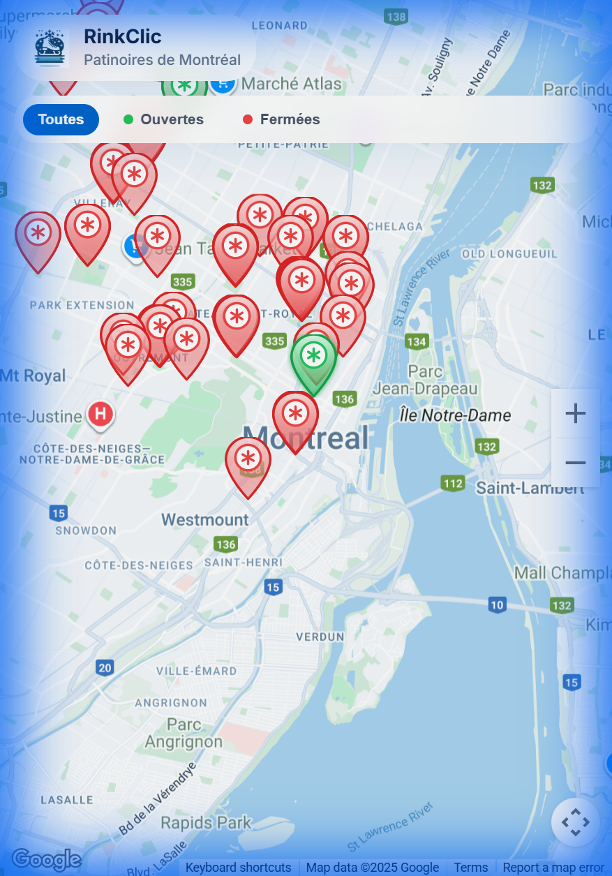 RinkClic - Carte des patinoires
